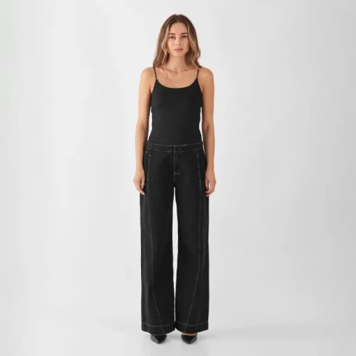 Sunny Wide Leg Contrast Jeans Black Denim<Dawn Denim Discount