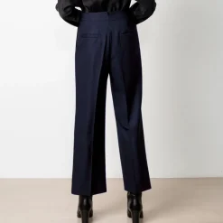 Swipe Cropped Wool Pants in Navy<Studio Heijne Cheap