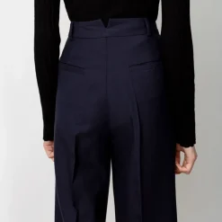 Swipe Cropped Wool Pants in Navy<Studio Heijne Cheap