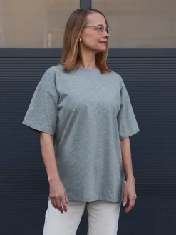 Tara T-Shirt Melange Grey/Lime<Aarrelabel Hot