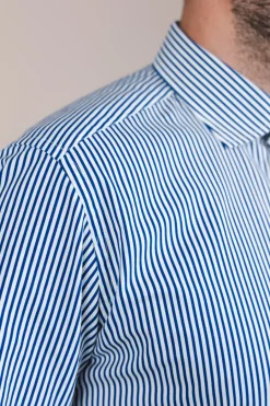 The Calimani Cotton Shirt Marine Blue Stripes<De IONESCU Best Sale