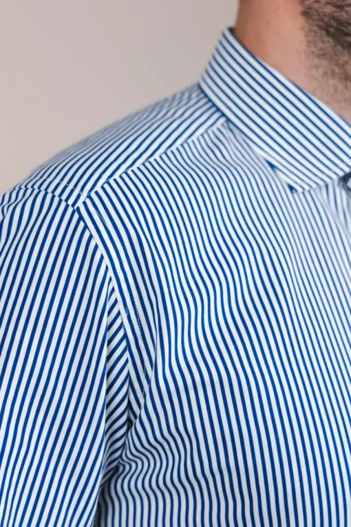 The Calimani Cotton Shirt Marine Blue Stripes<De IONESCU Best Sale