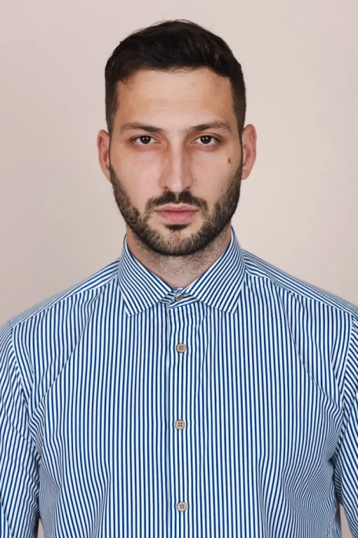 The Calimani Cotton Shirt Marine Blue Stripes<De IONESCU Best Sale