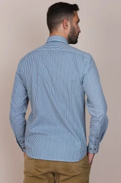 The Calimani Cotton Shirt Marine Blue Stripes<De IONESCU Best Sale