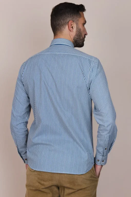 The Calimani Cotton Shirt Marine Blue Stripes<De IONESCU Best Sale
