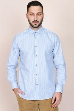 The Calimani Cotton Shirt Light Blue Stripes<De IONESCU Fashion