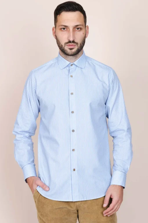 The Calimani Cotton Shirt Light Blue Stripes<De IONESCU Fashion