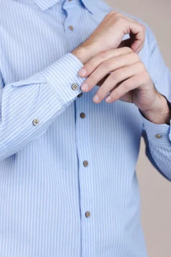 The Calimani Cotton Shirt Light Blue Stripes<De IONESCU Fashion