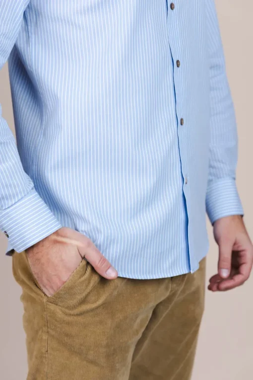 The Calimani Cotton Shirt Light Blue Stripes<De IONESCU Fashion