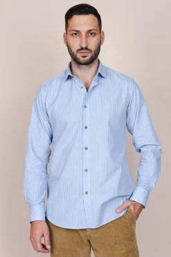 The Calimani Cotton Shirt Light Blue Stripes<De IONESCU Fashion