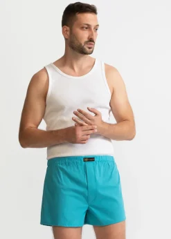 The Cotton Boxer Shorts Aqua Blue<De IONESCU Cheap