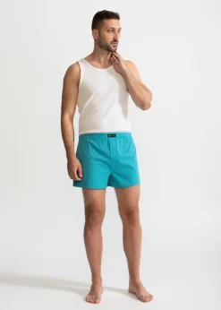 The Cotton Boxer Shorts Aqua Blue<De IONESCU Cheap