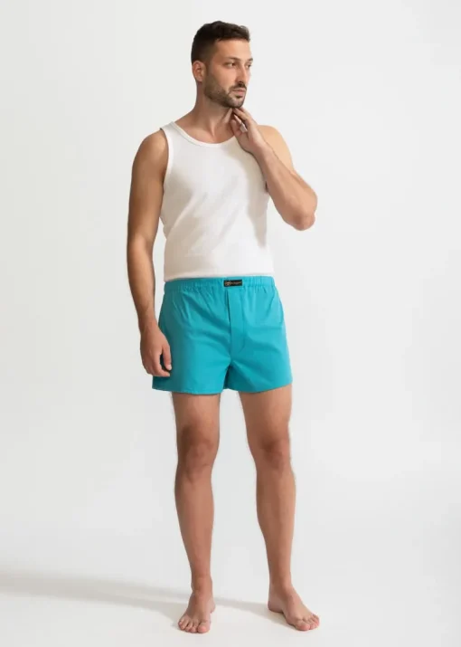 The Cotton Boxer Shorts Aqua Blue<De IONESCU Cheap