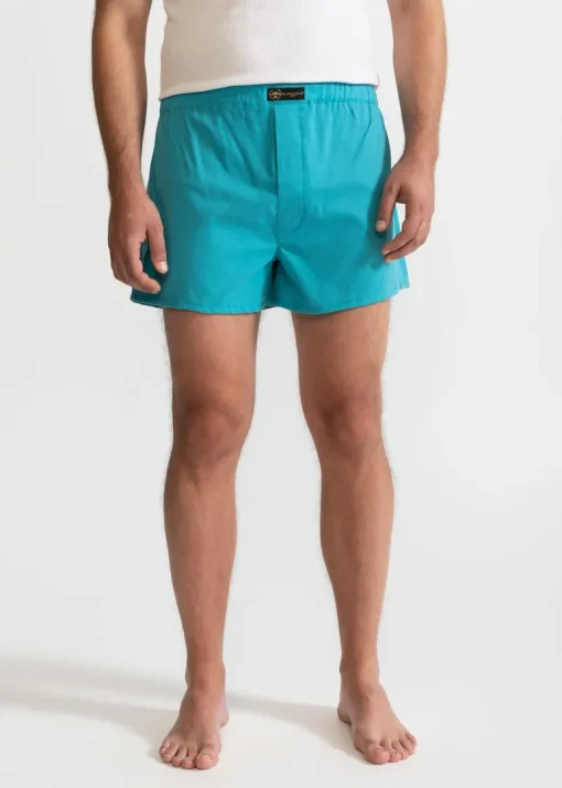 The Cotton Boxer Shorts Aqua Blue<De IONESCU Cheap