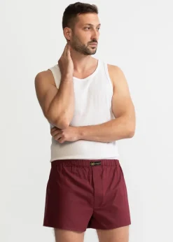 The Cotton Boxer Shorts Burgundy Red<De IONESCU Online