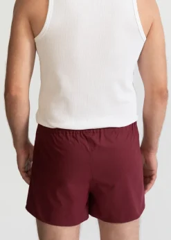 The Cotton Boxer Shorts Burgundy Red<De IONESCU Online