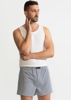 The Cotton Boxer Shorts Blue Stripes<De IONESCU Best Sale