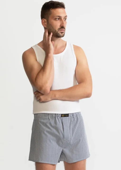 The Cotton Boxer Shorts Blue Stripes<De IONESCU Best Sale