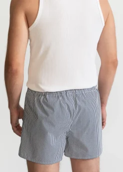 The Cotton Boxer Shorts Blue Stripes<De IONESCU Best Sale