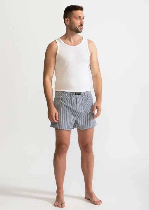 The Cotton Boxer Shorts Blue Stripes<De IONESCU Best Sale