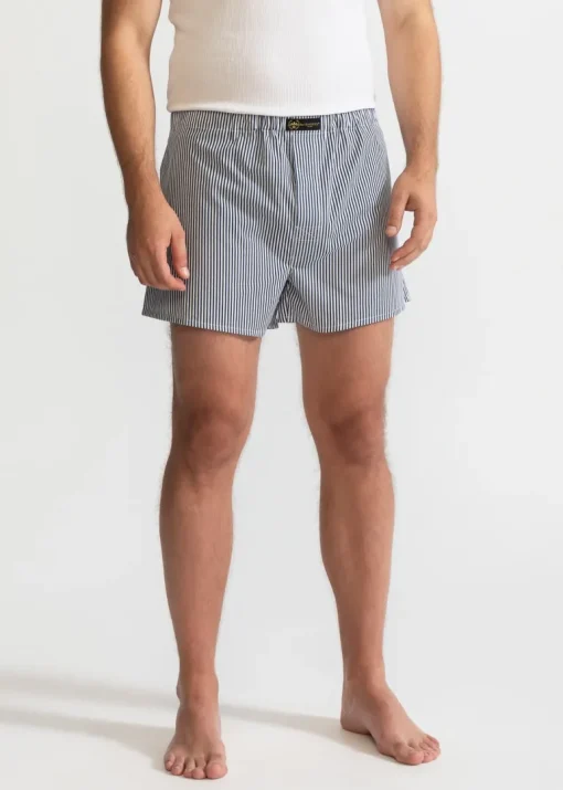 The Cotton Boxer Shorts Blue Stripes<De IONESCU Best Sale