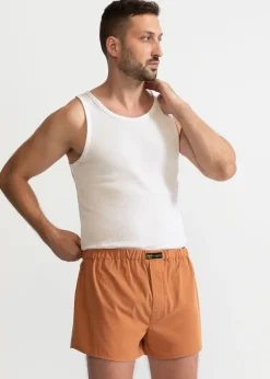 The Cotton Boxer Shorts Camel Brown<De IONESCU Fashion