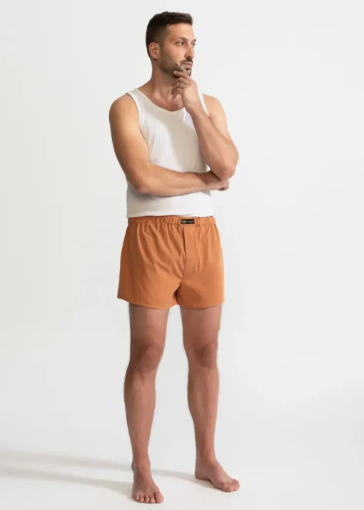 The Cotton Boxer Shorts Camel Brown<De IONESCU Fashion
