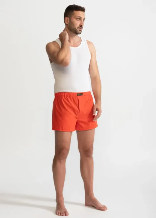 The Cotton Boxer Shorts Coral Orange<De IONESCU Cheap