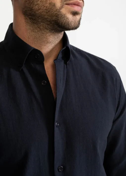 The Godeanu Linen Shirt Navy Blue<De IONESCU Cheap