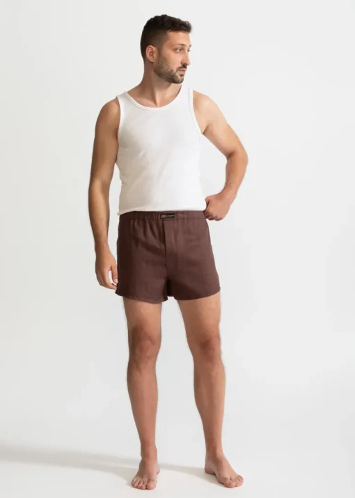The Linen Boxer Shorts Brown<De IONESCU Best