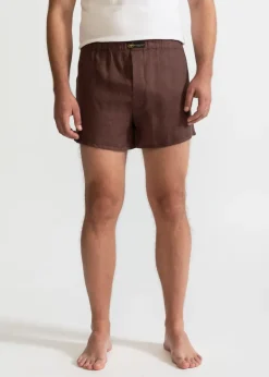 The Linen Boxer Shorts Brown<De IONESCU Best