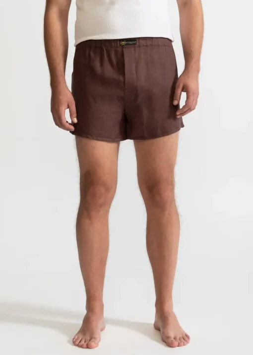 The Linen Boxer Shorts Brown<De IONESCU Best