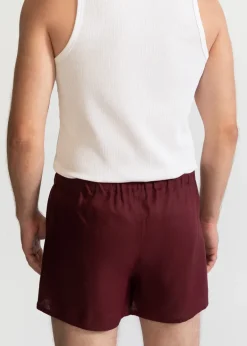 The Linen Boxer Shorts Burgundy Red<De IONESCU Store