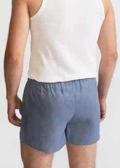 The Linen Boxer Shorts Dusty Blue<De IONESCU Best Sale