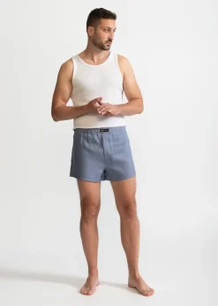 The Linen Boxer Shorts Dusty Blue<De IONESCU Best Sale