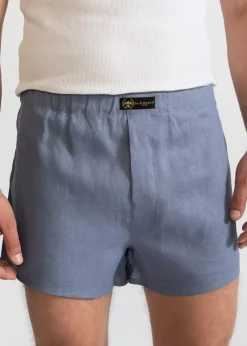 The Linen Boxer Shorts Dusty Blue<De IONESCU Best Sale