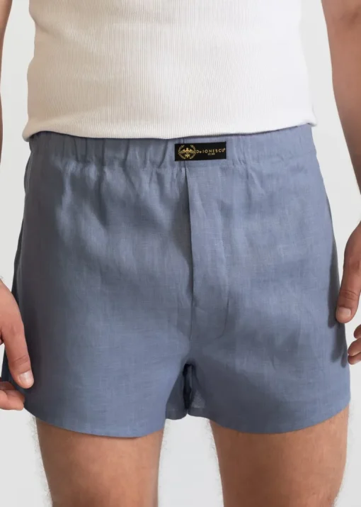 The Linen Boxer Shorts Dusty Blue<De IONESCU Best Sale