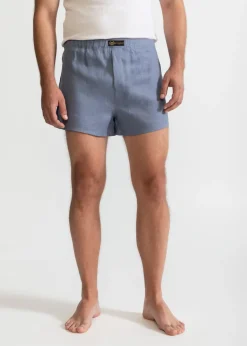 The Linen Boxer Shorts Dusty Blue<De IONESCU Best Sale