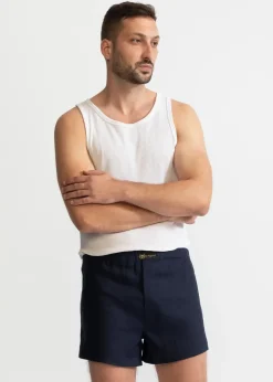 The Linen Boxer Shorts Navy Blue<De IONESCU Best Sale