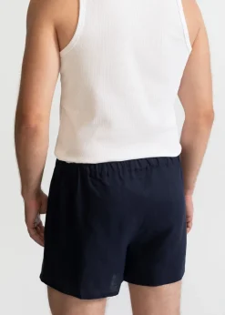 The Linen Boxer Shorts Navy Blue<De IONESCU Best Sale
