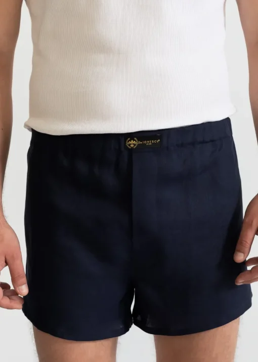 The Linen Boxer Shorts Navy Blue<De IONESCU Best Sale