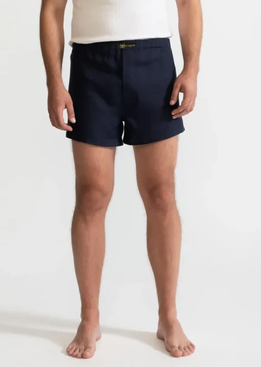 The Linen Boxer Shorts Navy Blue<De IONESCU Best Sale