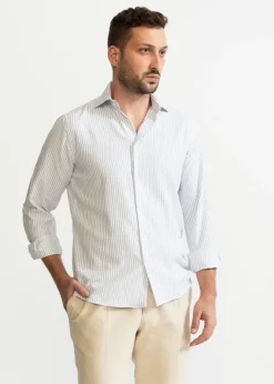 The Peles Egyptian Cotton Shirt Sky Blue Stripes White<De IONESCU Best