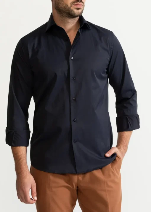 The Peles Egyptian Cotton Shirt Navy Blue<De IONESCU Online