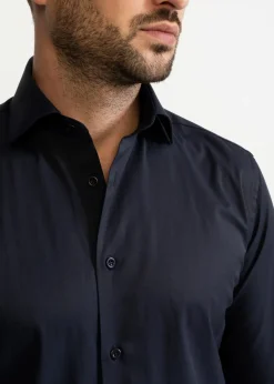 The Peles Egyptian Cotton Shirt Navy Blue<De IONESCU Online