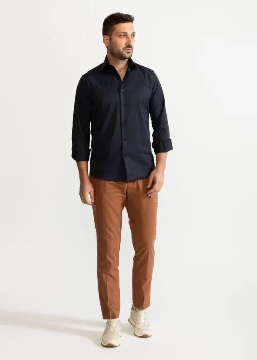 The Peles Egyptian Cotton Shirt Navy Blue<De IONESCU Online