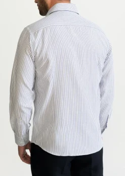 The Peles Egyptian Cotton Shirt Navy Blue Stripes White<De IONESCU Best