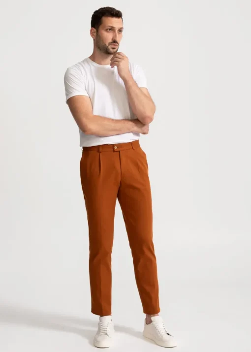 The Romana Denim Cotton Trousers Caramel<De IONESCU Store