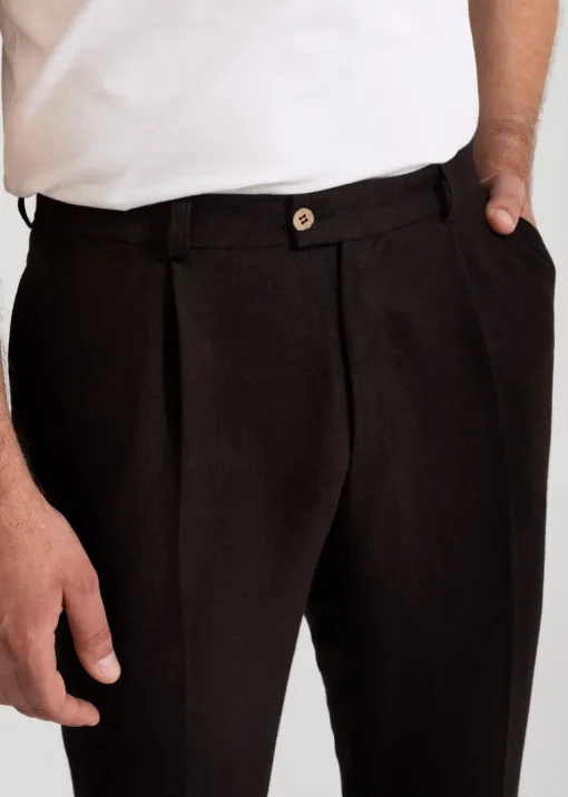The Romana Linen Trousers Dark Brown<De IONESCU Best Sale