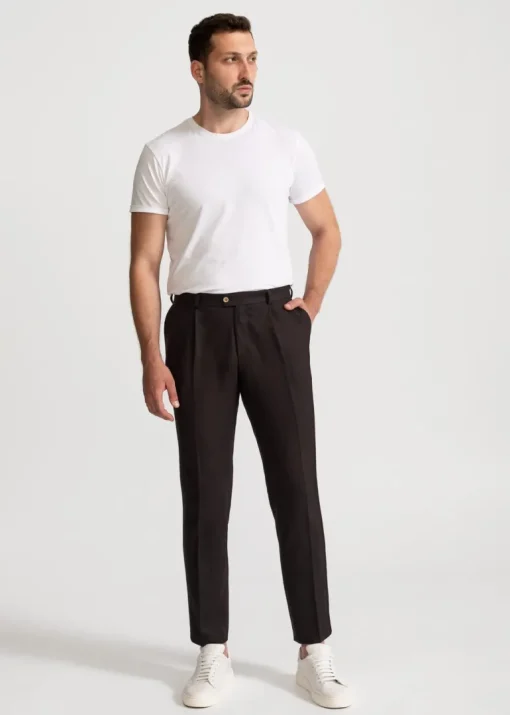 The Romana Linen Trousers Dark Brown<De IONESCU Best Sale
